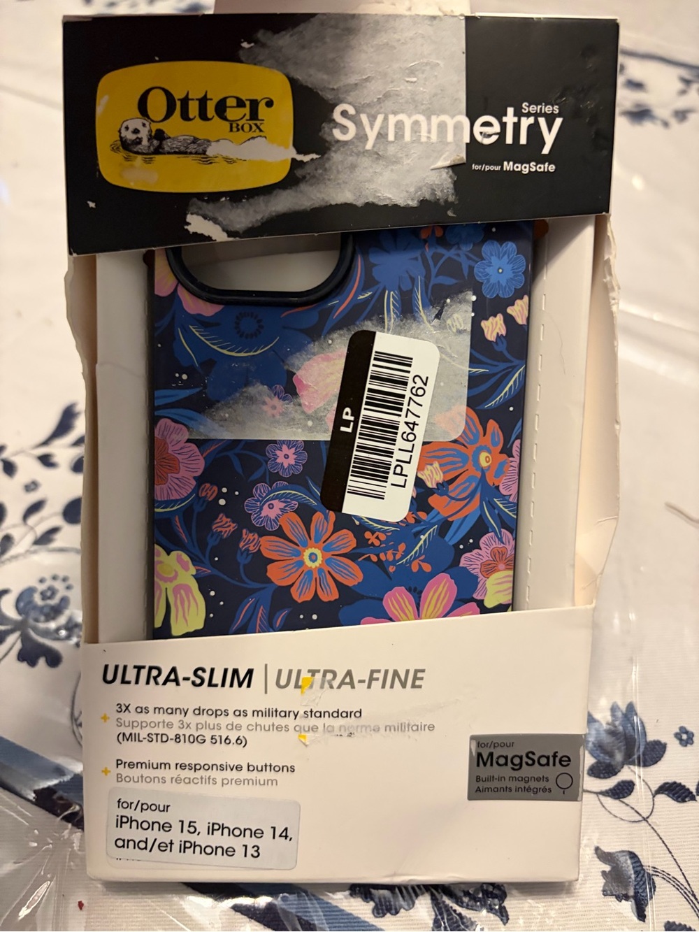 OtterBox Symmetry Series MagSafe Floral Blue Phone Case for IPhone 15 , 14